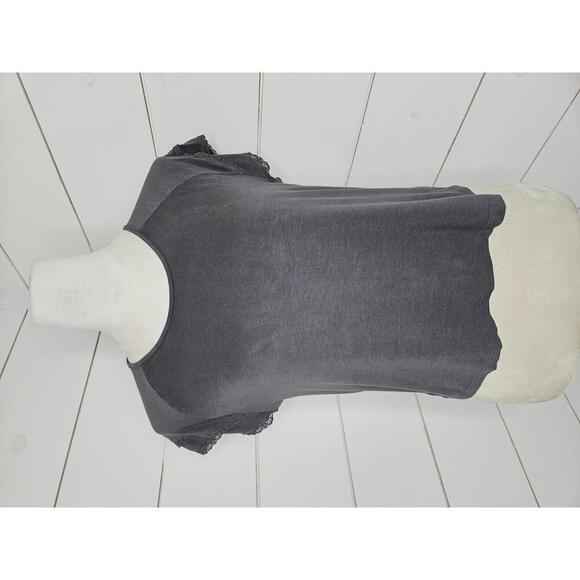 American Eagle Outfitters small grey ruffled sleeve tee shirt - Picture 1 of 6